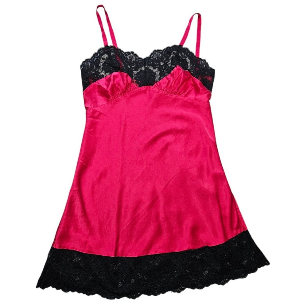 VTG Victorias Secret Size Small Y2K Silk Babydoll Fairy Red Lace Dress Nightie